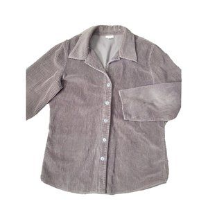 J. Jill Women's M Wide Wale Corduroy Shirt Jacket Shacket Embroidered Brown